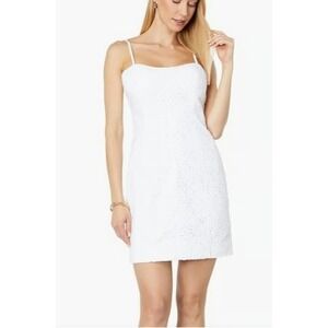 Lilly Pulitzer White Eyelet Dress Shelli Womens 4 Small Floral Bridal Bow